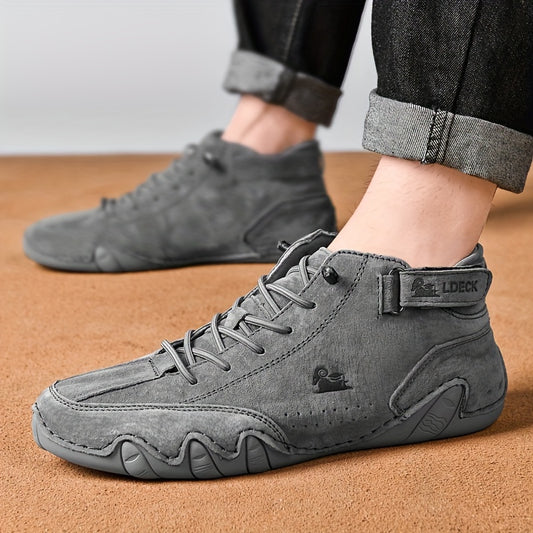 Men's Lace-up Sneakers - Casual Walking Shoes - Comfortable And Breathable - Mid Top